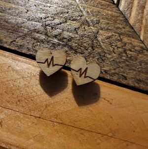 Heartbeat Wooden Earrings